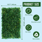 12 Pcs 24x16inch Artificial Grass Wall Panels, Decorative Boxwood Grass Backdrop for Outdoor Garden Fence - Image 3
