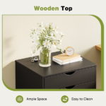 5 Drawer Storage Cabinet with Wheels for Bedroom, Home, Office Organization, Black - Image 3