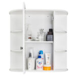 3-tier Single Door Mirror Indoor Bathroom Wall Mounted Cabinet Shelf White - Image 12