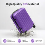 ABS Trolley Case 20in 24in 28in 3PCS Suitcase Set Vertical Striped Frosted Case Suitcase Purple - Image 20