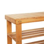 90cm Strip Pattern 3 Tiers Bamboo Stool Shoe Rack Wood Color - Image 3