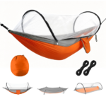 3-in-1 Camping Hammock with Automatic Pop-Up Mosquito Net, Lightweight 70D Nylon Portable Hammock Supports 440lbs, Dual Zipper Outdoor Hammock for Camping Hiking Backpacking Beach Backyard - Image 3
