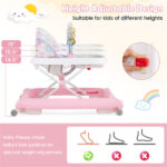 Pink Foldable Baby Walker with Detachable Tray & Shape Sorter Toys, 3-Level Height Adjustable for 6-12 Months - Image 8