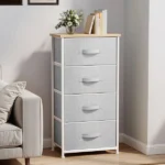 4 Drawer Dresser Fabric Chest of Drawers Furniture Storage Organizer for Living Room,,Hallway, Light Gray (Shipment from Walmart)