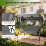 68*43*60 inch Dark Gray KD Style with Cushion Canopy Iron Oxford Fabric 250kg Iron Swing Set - Image 8