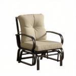 Beige Outdoor Glider Chair with Cushions Steel Frame Patio Furniture Curved Armrests for Garden Yard - Image 2