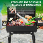 Charcoal Grills Outdoor BBQ Grill, Barrel Charcoal Grill with Side Table and Wheels, for Outdoor Backyard Camping Picnics Patio and Parties - Image 14