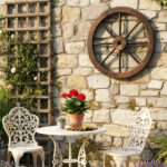 24" Set of 2 Carbonized Fir Wood Wagon Wheels, Rustic Western Decor with Reinforced Metal Rim - Image 10