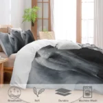 Horse Animal King Duvet Cover Set Microfiber 3pcs with 2 Pillowcases, Grey - Image 3