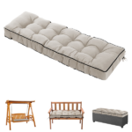 Outdoor Bench Cushion, 63 × 20 × 4 Inch, Tufted Waterproof Swing Cushion with Ties, for Patio Bench or Window Seat