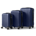 ABS Trolley Case 20in 24in 28in 3PCS Suitcase Set Vertical Striped Frosted Case Suitcase Navy Blue - Image 14