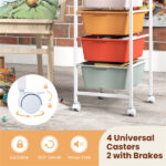 4-Drawer Rolling Storage Cart, Mobile Utility Organizer with MDF Wooden Top (Macaron) - Image 7
