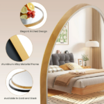 20"X30" Arched Bathroom Mirror, Wall Mounted Mirror with Aluminum Alloy Frame, Bathroom Mirror for Living Room, Bedroom, Bathroom and Entryway, Gold - Image 5