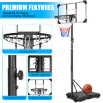16" Portable Basketball Hoop Outdoor | 5.6ft ~7ft Stepless Adjustable Height Basketball Goal System for Driveway, Backyard, for All Ages,Basketball Goal System Indoor Outdoor for Kids Teens Adults - Image 3