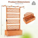 72" Raised Garden Bed with Lattice Trellis, 4.8 Cu.Ft Fir Wood Planter Box with Drainage Holes for Climbing Plants Vegetables - Orange - Image 6