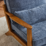 Mid-Century Oak Accent Chair - Deep Navy Blue Chenille Upholstered Single Lounge Chair, Sturdy Wood Frame Indoor Armchair (330LBS Weight Capacity) - Image 19