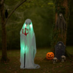 4.3ft Halloween Decorations Outdoor Life Size Animatronics Ghost with Trident, Sound-Actived Party Decor with Green Lights and Creepy Sound, Scary Haunted House Props for Garden Yard Lawn - Image 15