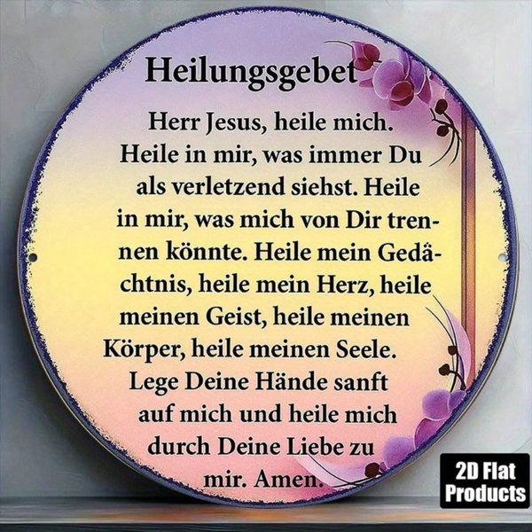 aaf08cd5-9e82-4b99-b048-7e4db0ec69d4.png CIFbuy 1pc 8x8 Inch Round French Aluminum Sign, Vintage Healing Prayer Decorative Plaque, Religious Faith Wall Art For Living Room Stud TikTok, TikTok, Self-pickup Logiopics - Image 1