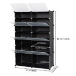7-Tier Portable 28 Pair Shoe Rack Organizer 14 Grids Tower Shelf Storage Cabinet Stand Expandable for Heels, Boots, Slippers, Black - Image 12