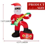 7.5FT Lighted Christmas Inflatable Decoration, Inflatable Black Santa Playing Electric Guitar, Funny Blow Up Yard Decorations with Built-in LED Lights for Holiday Party Front Yard Lawn Garden Decor - Image 2