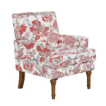 Accent Chair, Floral Armchair, Nailhead Trim, Red and white Decor, Solid Wood Legs, Farmhouse Furniture, Upholstered Slipper Chair, Side Chair, Traditional Print, Wayfair Living Room. - Image 11
