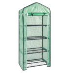 69x49x160cm Black Iron Pipe Pointed Mini Flower Stand With 4 Layers Of Grid, With Zipper Rolling Door, PE Cloth Green House SAME AS99351374