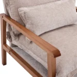 Cloud Shaped Indoor Leisure Chair with Solid Wood Armrest, Metal Frame, Chenille Fabric Accent Chair with Lumbar Pillow, Single Sofa Chair Khaki - Image 8