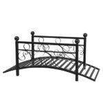 102*51*43cm Garden With Round Iron Ball Flat Top Handrail Garden Iron Bridge Black