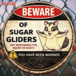 CIFbuy 1pc Cute Sugar Glider Warning Sign, "" Glider Warning Sign, Sign, 8x8in Retro 2D Flat Round Decorative Plaque TikTok, TikTok, temu emu Self-pickup Logiaqics - Image 4
