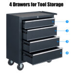 Single-bottom cabinet 4-draw, steel, black 330lb instrument cart, storage room - Image 12