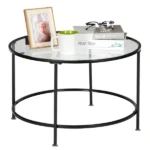 Same Code 13962533 Artisasset 2 Layers 5mm Thick Tempered Glass Countertops Round Wrought Iron Coffee Table Black - Image 8