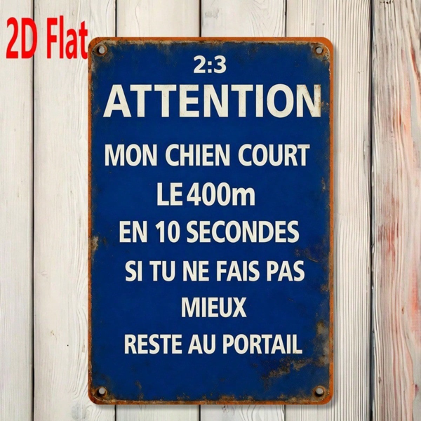 CIFbuy 1pc Funny French Dog Metal Sign, Beware My" Dog Can Run 400 Meters In 10 Seconds Otherwise Stay At The Door, At The Door, 2D Flat Unframed Dec Beware My DoikTok, Beware My DoikTok, t Self-pickup Logiopics