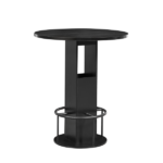 3-Piece Bar Table and Stool Set 31.5-inch round bar table with two stools Compact wooden dining bar with metal ring footrest Ideal for restaurants, cafes, bars, living rooms, and small spaces,Black - Image 2
