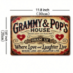 CIFbuy Grammy & Pop's House 2D Flat Vintage Metal Wall Sign,8x12Inch Rustic Laurel Heart Pattern Iron Wall Decor,Retro Nostalgic Hangin TikTok, TikTok, ngin Self-pickup Logiopics - Image 2