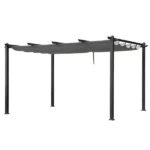 143.1" x 101.4" Retractable Canopy Metal Pergola, Heavy Duty Powder Coated Iron Frame Patio Pergola with Adjustable PA Coated Oxford Fabric Shade Canopy for Backyard Garden Lawn, Dark Gray - Image 3