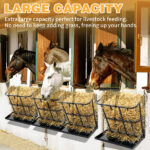 Large Capacity Hay Feeder with Detachable Grain Tray, Heavy Duty Steel 2 in 1 Hay Rack, Multiple Sided Goat Feeding Rack for Sheep Farm Livestock Indoor Outdoor, Black - Image 8