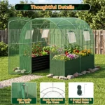 80"×79" All-Weather Walk-in Greenhouse, Heavy Duty Galvanized Metal Frame Tear-Proof PE Cover Outdoor Plant Hot House with 4 Mesh Vent Windows Wind Ropes Ground Stakes for Vegetables Flowers Fruits Growing - Image 10