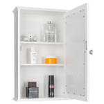 Single Door Mirror Indoor Bathroom Wall Mounted Cabinet Shelf White - Image 13