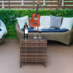 Replace 6088352 Glass Surface Brown Gradient Iron Frame Rattan Side Table - Image 37