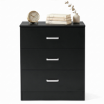3-Drawer Chest with Textured Finish Drawer Dresser 22.05*12.99*25.98in Black - Image 2