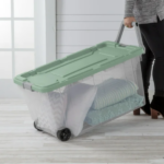 Extra-Large Wheeled Rugged Storage Bin, 160 Quart Durable Clear Storage Container with Latching Lid and Pull Handle, Green, 2 Pack (Shipment from Walmart) - Image 4