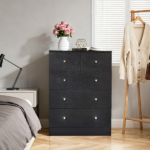 25.98”*15.75"*35.83"(L*W*D) 4-Tier 5-Drawer Cabinet Drawer Dresser with Gold Handles Black - Image 10
