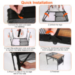 Foldable Camping Table Collapsible Picnic Aluminum Alloy Grill Stand 66LBS Max Load Height Adjustable BBQ Table with Adjustable Height Storage Net 35.43x23.62x26in - Image 3