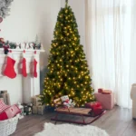 7ft 881 Branch Half Christmas Tree with 230LED Lights PVC Branch Iron Bracket Tender Green Christmas Tree - Image 8
