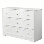 Left 3 Large Drawers + Right 3 Small Drawers MDF Painted Drawer Cabinet 42.52*15.75*32.28in White - Image 4