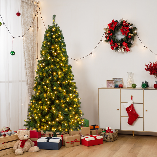 Replace 27794076 FCH 7ft 1100 Branches PVC Material DIY 200 Lights Warm Color 8 Modes Christmas Tree Green