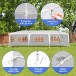 10'x30' Outdoor Party Tent with 8 Removable Sidewalls, Waterproof Canopy Patio Wedding Gazebo, White - Image 3