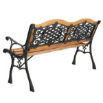 49" Garden Bench Outdoor Patio Park Chair Furniture Hardwood Slats Cast Iron Frame - Image 10