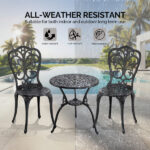 3 PCS Outdoor Bistro Set, All-Weather Cast Aluminum Butterfly Bistro Table and Chairs Set of 2, Patio Bistro Set for Backyard, Garden, Balcony Black - Image 6