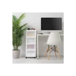 4-Drawer Narrow Plastic Storage Drawer Cart with Organizer Top, White - Image 4